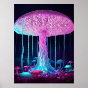 Biolumineszente Fantasiepilze Poster