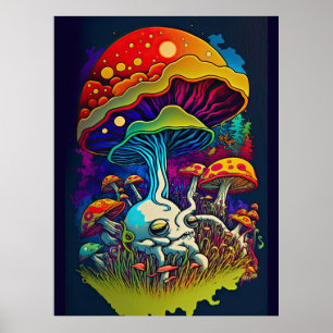 Biolumineszente Fantasiepilze Poster