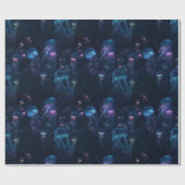 Biolumineszente Quallen Ozean Wiederholungsmuster Geschenkpapier (Flach)