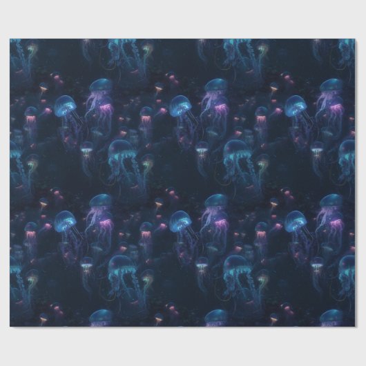 Biolumineszente Quallen Ozean Wiederholungsmuster Geschenkpapier (Flach)