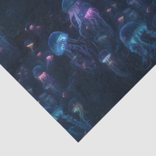 Biolumineszente Quallen Ozean Wiederholungsmuster Seidenpapier (Detail)