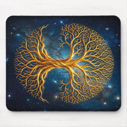 Biolumineszenter Blaue Kosmische Baum Des Lebens M Mousepad (Vorne)