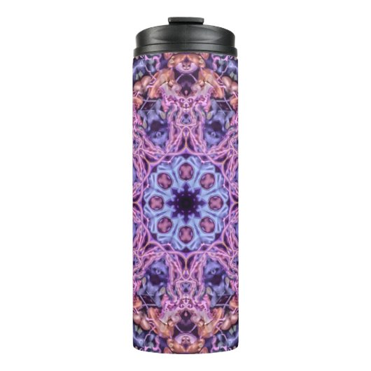 Biolumineszenz Mandala in Lila Hues Thermosbecher (Vorderseite)
