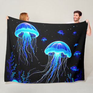 Biolumineszenz Qualle Traum Fleecedecke