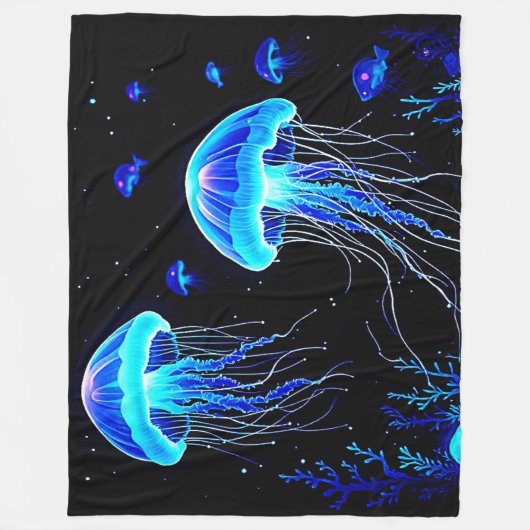 Biolumineszenz Qualle Traum Fleecedecke (Vorderseite)