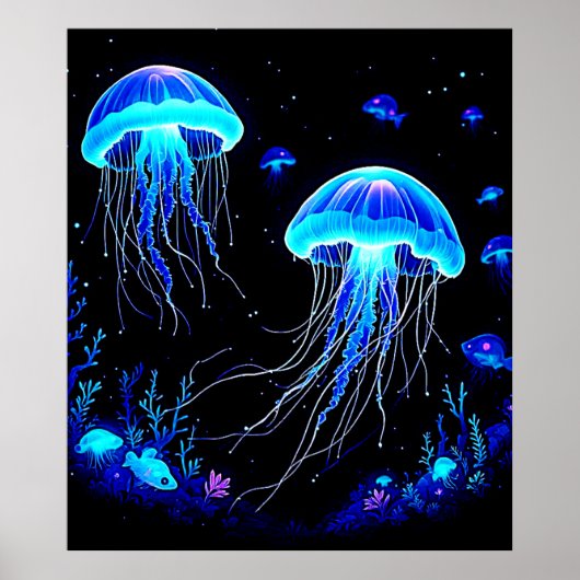 Biolumineszenz Qualle Traum Poster (Vorne)