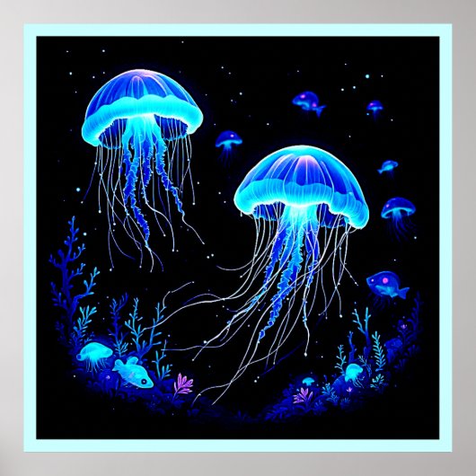 Biolumineszenz Qualle Traum Poster (Vorne)
