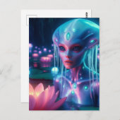 Biolumineszenz-Schwimmbad-Alien Postkarte (Vorne/Hinten)