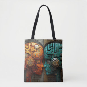 Biomechanische Cyberpunk-Androiden-Paar-Kunst Tasche
