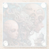 Biomechanische Leiter Surreal Art Glasuntersetzer (Rückseite)