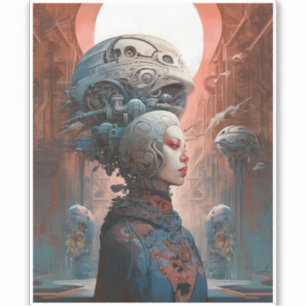 Biomechanischer Leiter Surreal Sci-Fi Art Aufkleber