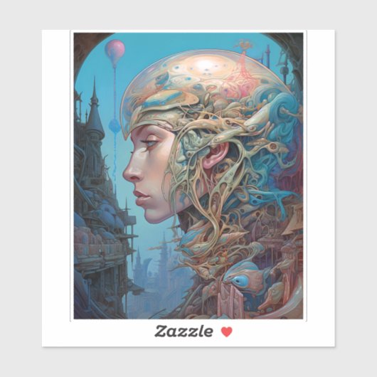 Biomechanischer Leiter Surreal Sci-Fi Art Aufkleber (Blatt)