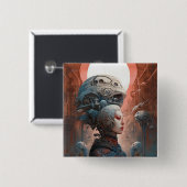 Biomechanischer Leiter Surreal Sci-Fi Art Button (Vorne & Hinten)