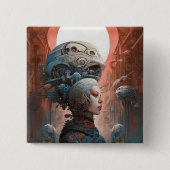 Biomechanischer Leiter Surreal Sci-Fi Art Button (Vorderseite)