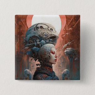 Biomechanischer Leiter Surreal Sci-Fi Art Button