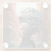 Biomechanischer Leiter Surreal Sci-Fi Art Glasuntersetzer (Rückseite)