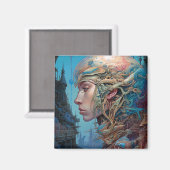 Biomechanischer Leiter Surreal Sci-Fi Art Magnet (Vorderseite/Rückseite)