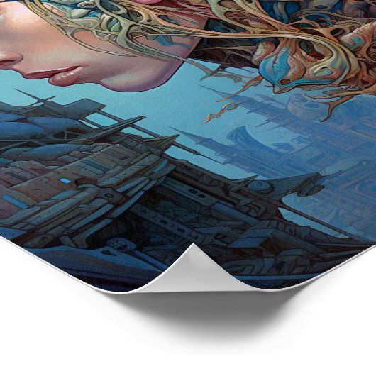 Biomechanischer Leiter Surreal Sci-Fi Art Poster (Ecke)