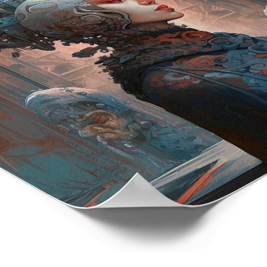 Biomechanischer Leiter Surreal Sci-Fi Art Poster (Ecke)