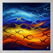 Biomorphische Fischschule Poster (Vorne)