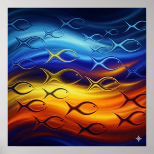 Biomorphische Fischschule Poster (Vorne)