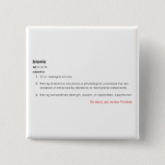 Bionic Definition in Black Go Ahead Gefragt Button (Vorderseite)