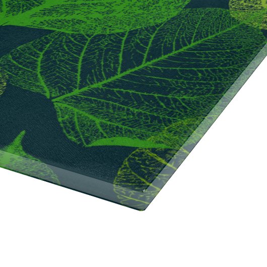 Biophile dunkelgrüne Skeletton-Blätter Schneidebrett (Ecke)