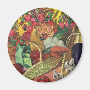 Bioprodukte, Gartengemüse, blühende Blumen Magnet