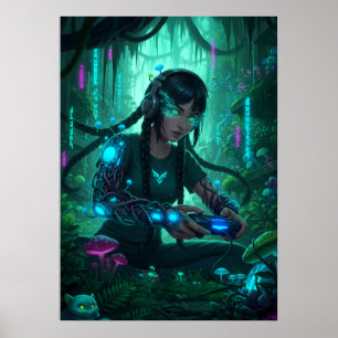 Biopunk-Gamer-Girl-Kunst Poster