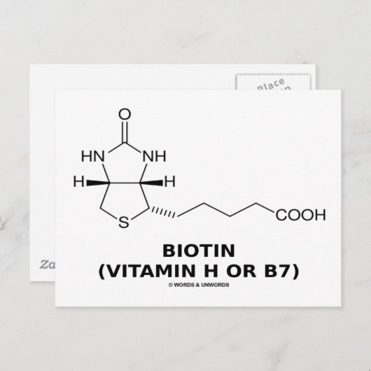 Biotin (Vitamin H oder B7) Chemisches Molekül Postkarte (Vorne/Hinten)