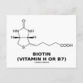 Biotin (Vitamin H oder B7) Chemisches Molekül Postkarte (Vorderseite)
