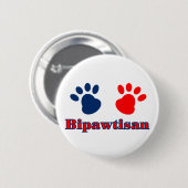 Bipawtisan Funny Dog Paws in Red Blue Policies Button (Vorne & Hinten)