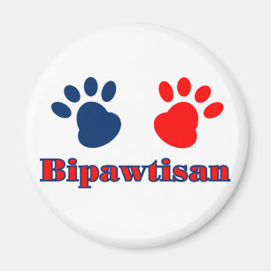 Bipawtisan Funny Dog Paws in Red Blue Policies Magnet