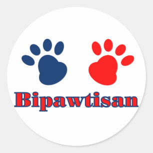 Bipawtisan Funny Dog Paws in Red Blue Policies Runder Aufkleber