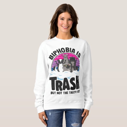 Biphobia ist die Müllverbrennung Opossum Raccoon B Sweatshirt (Vorne ganz)