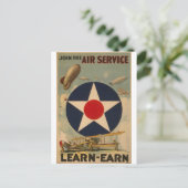 Biplane Blimp Flugzeug Vintag Art Postkarte (Stehend Vorderseite)