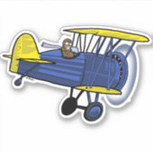 Biplane Blue Aufkleber (Vorderseite)