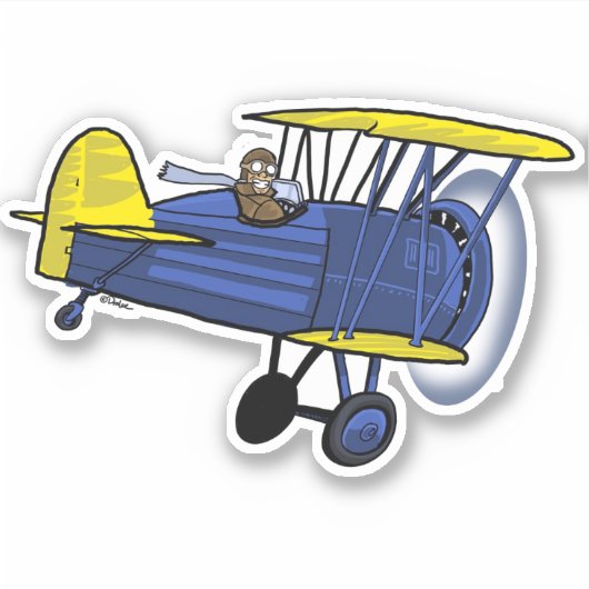 Biplane Blue Aufkleber (Vorderseite)