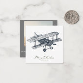 Biplane Classic Weihnachtskarte Mitteilungskarte (Vorderseite/Rückseite Beispiel)