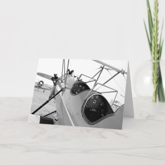 Biplanes Cockpit Schwarz-Weiß Karte (Vorderseite)
