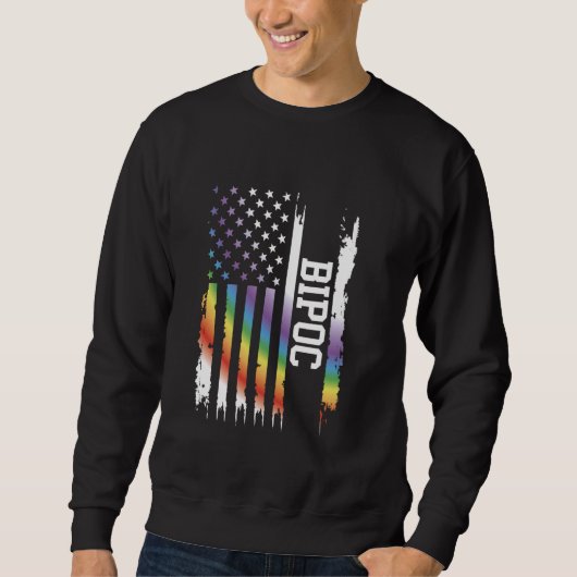 BIPOC Vereinte Staaten Regenbogen unter US-Flagge Sweatshirt (Vorderseite)