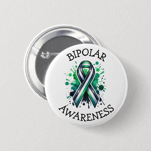 Bipolar Awareness Ribbon Button (Vorne & Hinten)