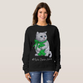Bipolar Disorder Awareness Month Green Ribbon Cat Sweatshirt (Vorne ganz)