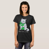 Bipolar Disorder Awareness Month Green Ribbon Cat T-Shirt (Vorne ganz)