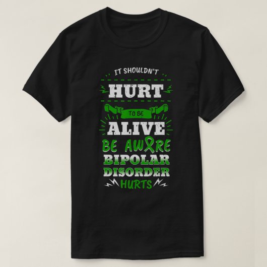 Bipolar Mania Mental Illness Anxiety Green Ribbon T-Shirt (Design vorne)