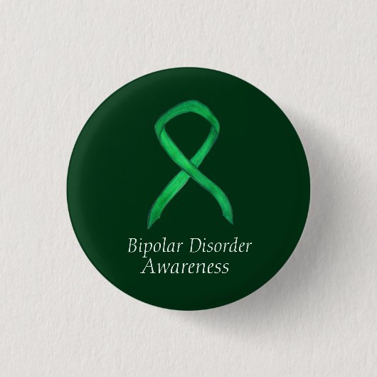 Bipolare Störung Green Awarness Ribbon Custom Butt Button (Vorderseite)