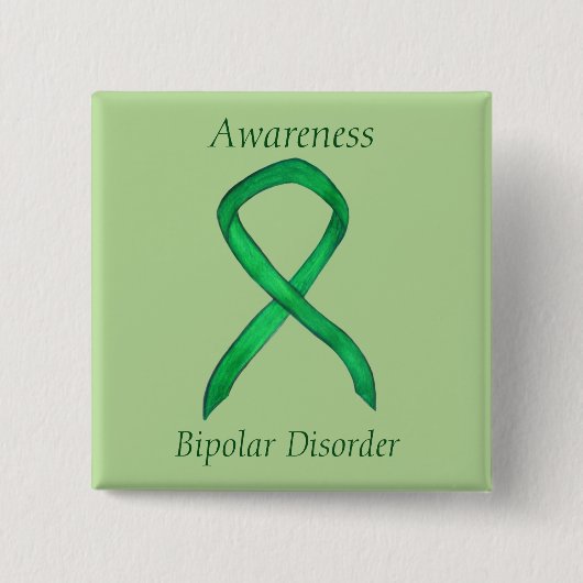 Bipolare Störung Green Awarness Ribbon Custom Butt Button (Vorderseite)