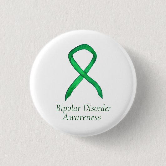 Bipolare Störung Green Awarness Ribbon Custom Butt Button (Vorderseite)