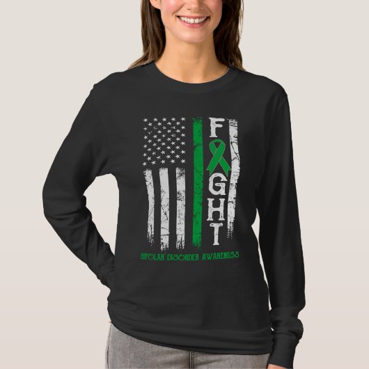 Bipolare Störung Warrior US-Flagge T-Shirt (Vorderseite)