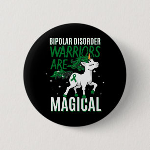 Bipolarer Krieger Magisches Einhorn Grünes Band Button